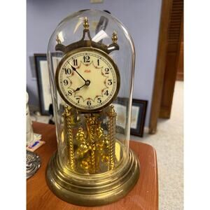Vtg Kundo 400 Day Anniversary Torsion Clock Glass Dome Kiening Obergfell Patina